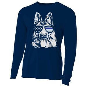 German Shepherd Police Flag Cooling Performance Long Sleeve Crew