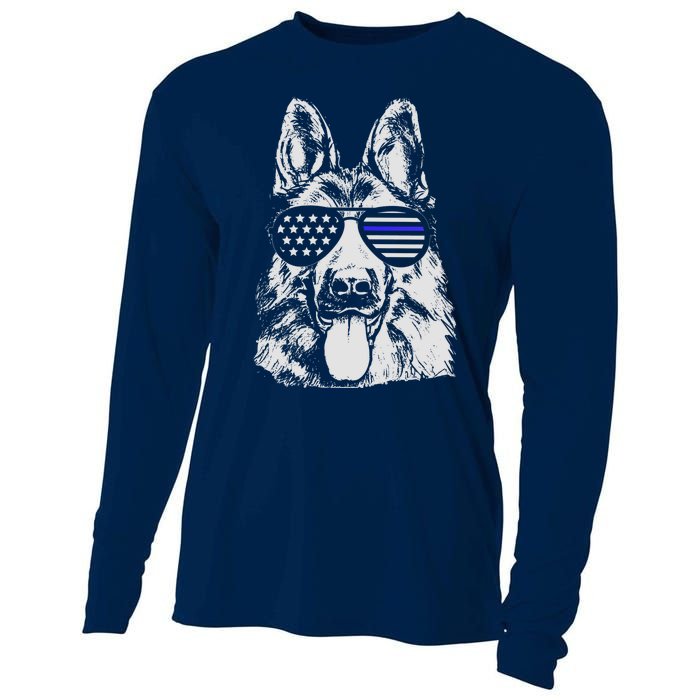 German Shepherd Police Flag Cooling Performance Long Sleeve Crew