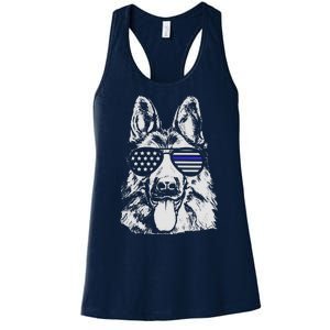 German Shepherd Police Flag Women's Racerback Tank