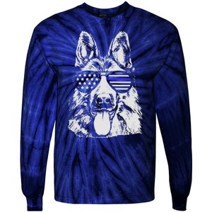 German Shepherd Police Flag Tie-Dye Long Sleeve Shirt