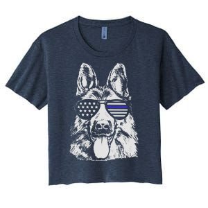 German Shepherd Police Flag Women's Crop Top Tee