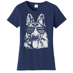 German Shepherd Police Flag Women's T-Shirt