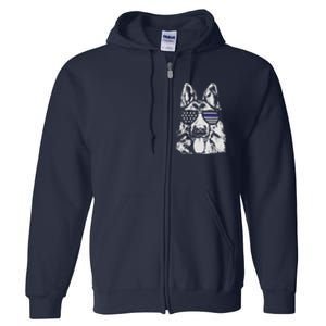 German Shepherd Police Flag Full Zip Hoodie