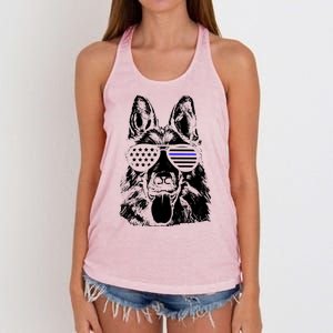 German Shepherd Police Flag Women's Knotted Racerback Tank