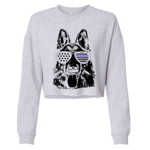 German Shepherd Police Flag Cropped Pullover Crew