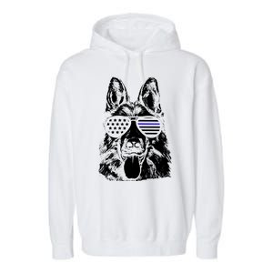 German Shepherd Police Flag Garment-Dyed Fleece Hoodie