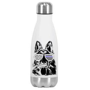 German Shepherd Police Flag Stainless Steel Insulated Water Bottle