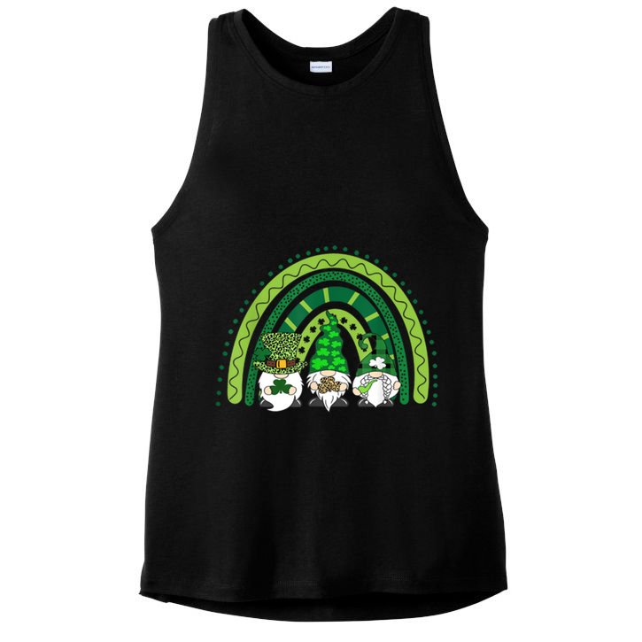 Gnome St Patrick's Day Rainbow Ladies PosiCharge Tri-Blend Wicking Tank