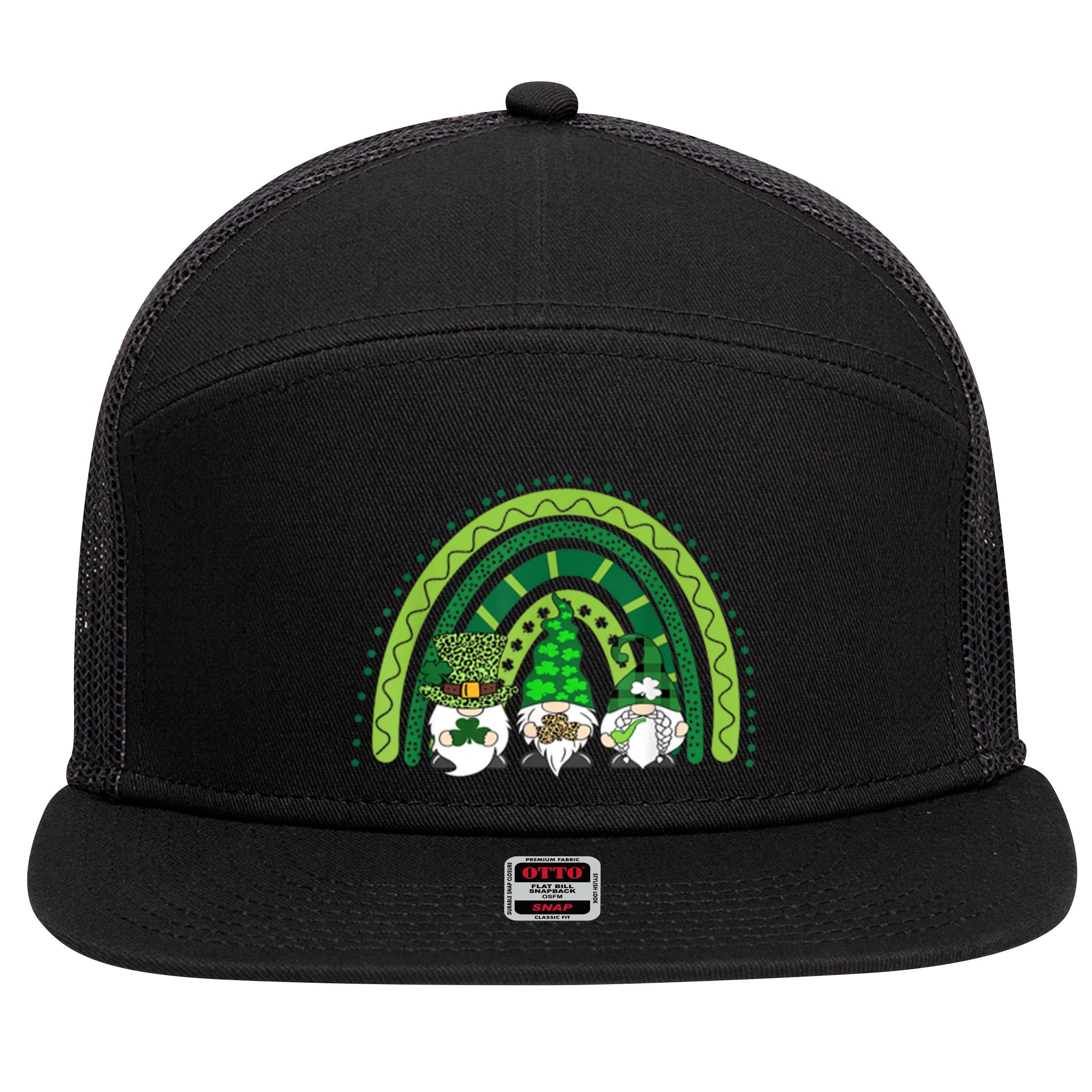 Gnome St Patrick's Day Rainbow 7 Panel Mesh Trucker Snapback Hat