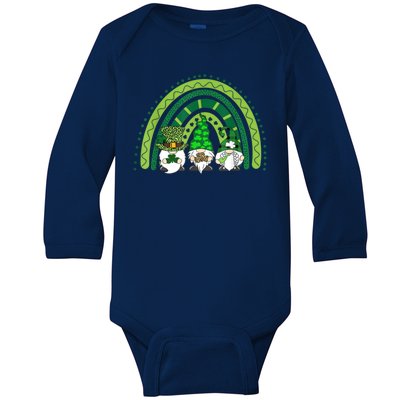 Gnome St Patrick's Day Rainbow Baby Long Sleeve Bodysuit