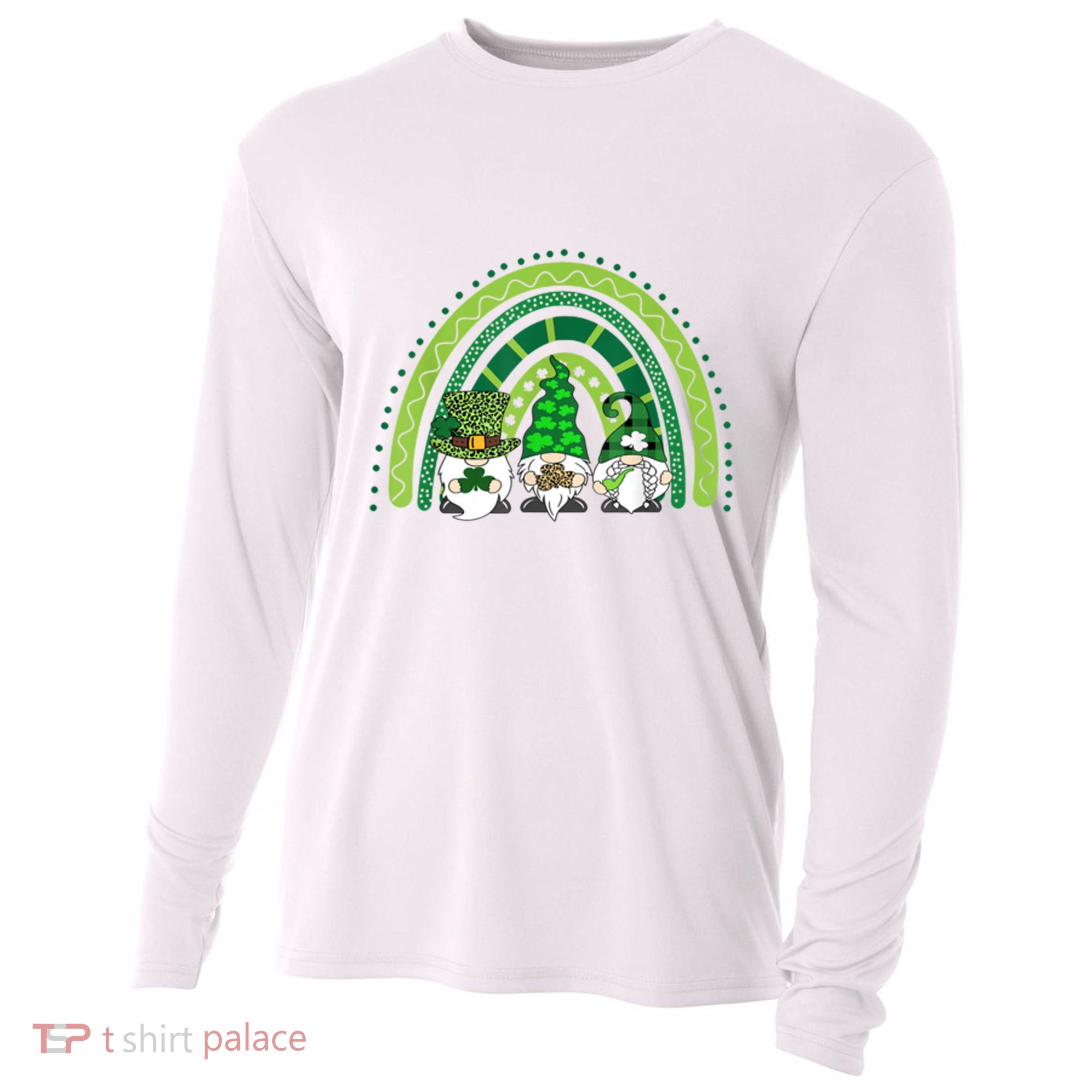 Gnome St Patrick's Day Rainbow Cooling Performance Long Sleeve Crew