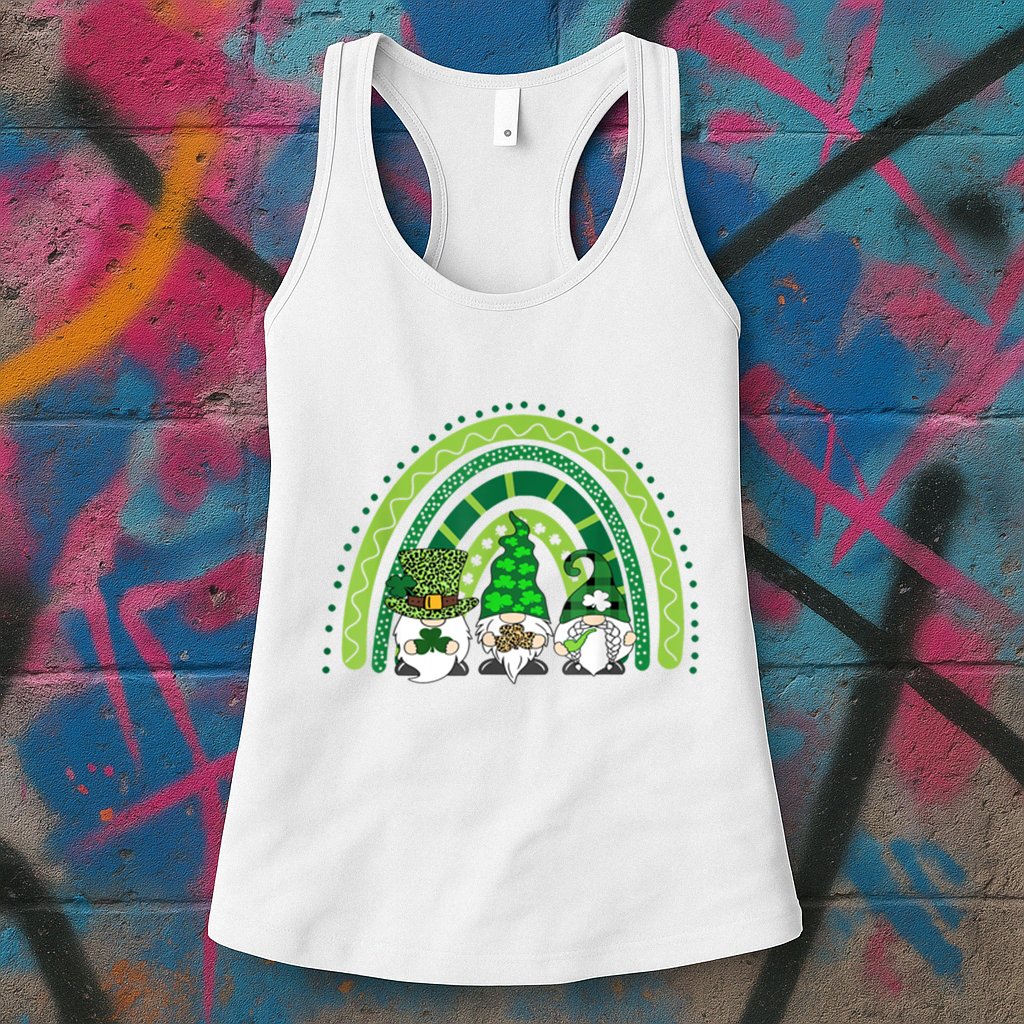Gnome St Patrick's Day Rainbow Womens Tank Top