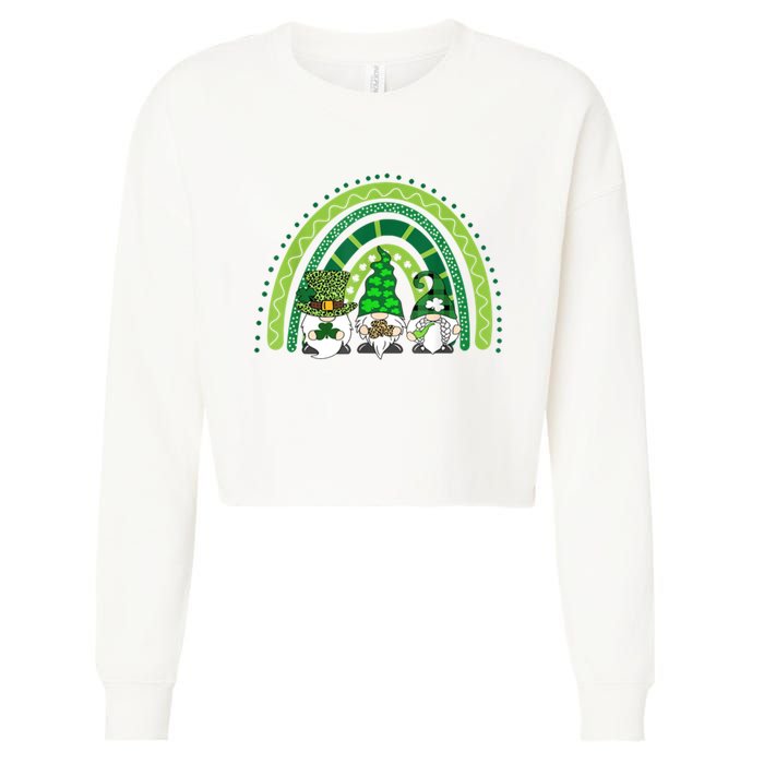 Gnome St Patrick's Day Rainbow Cropped Pullover Crew