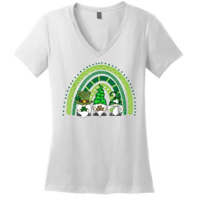 Gnome St Patrick's Day Rainbow Women's V-Neck T-Shirt