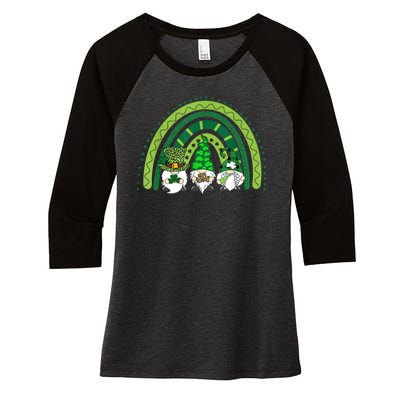 Gnome St Patrick's Day Rainbow Women's Tri-Blend 3/4-Sleeve Raglan Shirt