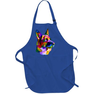 Ger Shepherd Pop Art Portrait For Dog Owners Gift Full-Length Apron With Pockets