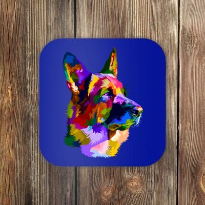 Ger Shepherd Pop Art Portrait For Dog Owners Gift Coaster