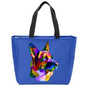 Ger Shepherd Pop Art Portrait For Dog Owners Gift Zip Tote Bag