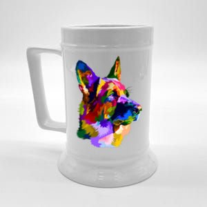 Ger Shepherd Pop Art Portrait For Dog Owners Gift Beer Stein