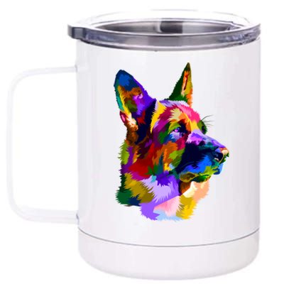 Ger Shepherd Pop Art Portrait For Dog Owners Gift 12 oz Stainless Steel Tumbler Cup