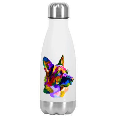 Ger Shepherd Pop Art Portrait For Dog Owners Gift Stainless Steel Insulated Water Bottle