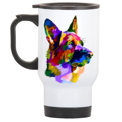 Ger Shepherd Pop Art Portrait For Dog Owners Gift Stainless Steel Travel Mug