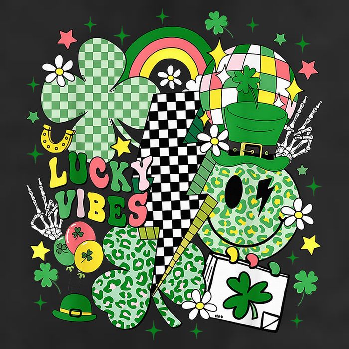 Groovy St Patricks Day Lucky Vibes Shamrock Trucker Hat