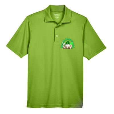 Gnome St Patricks Day Rainbow Shamrock Gnome Men's Origin Performance Pique Polo