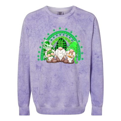 Gnome St Patricks Day Rainbow Shamrock Gnome Colorblast Crewneck Sweatshirt