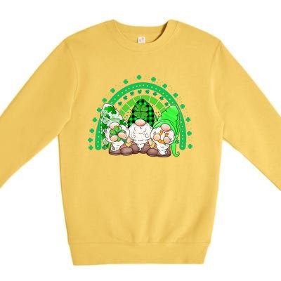 Gnome St Patricks Day Rainbow Shamrock Gnome Premium Crewneck Sweatshirt