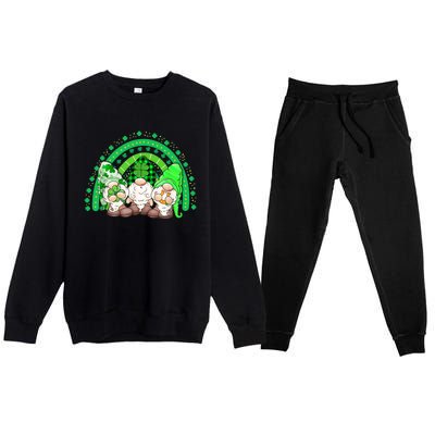 Gnome St Patricks Day Rainbow Shamrock Gnome Premium Crewneck Sweatsuit Set