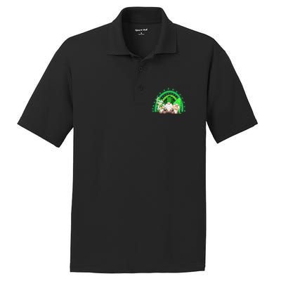 Gnome St Patricks Day Rainbow Shamrock Gnome PosiCharge RacerMesh Polo