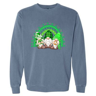 Gnome St Patricks Day Rainbow Shamrock Gnome Garment-Dyed Sweatshirt