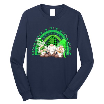 Gnome St Patricks Day Rainbow Shamrock Gnome Long Sleeve Shirt