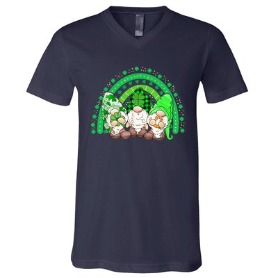 Gnome St Patricks Day Rainbow Shamrock Gnome V-Neck T-Shirt