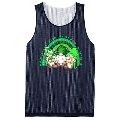 Gnome St Patricks Day Rainbow Shamrock Gnome Mesh Reversible Basketball Jersey Tank