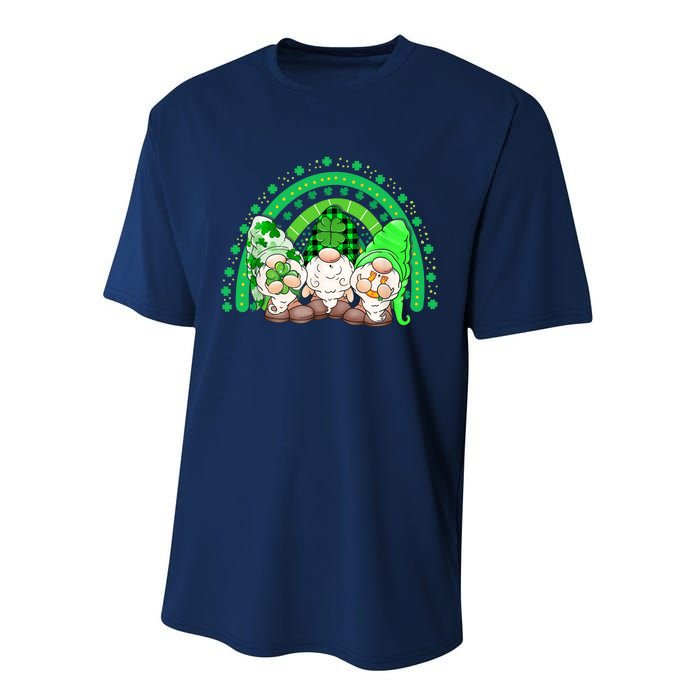 Gnome St Patricks Day Rainbow Shamrock Gnome Performance Sprint T-Shirt