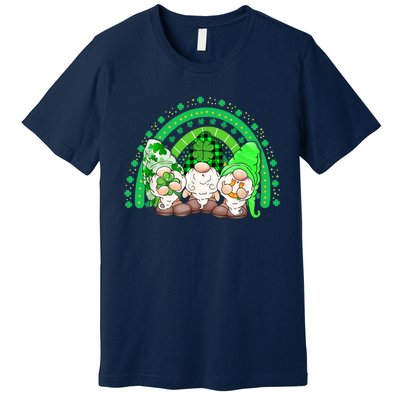 Gnome St Patricks Day Rainbow Shamrock Gnome Premium T-Shirt