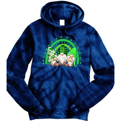 Gnome St Patricks Day Rainbow Shamrock Gnome Tie Dye Hoodie