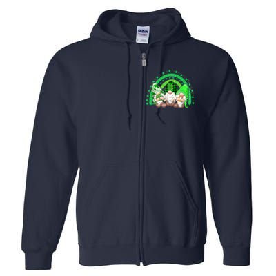 Gnome St Patricks Day Rainbow Shamrock Gnome Full Zip Hoodie