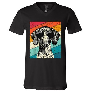 German Shorthaired Pointer Sunglasses Gsp Dog V-Neck T-Shirt