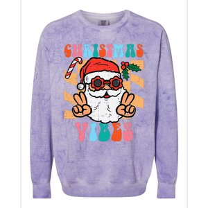 Groovy Santa Peace Christmas Vibes Retro Xmas Colorblast Crewneck Sweatshirt