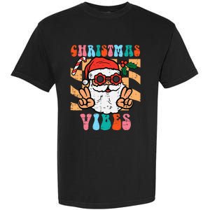 Groovy Santa Peace Christmas Vibes Retro Xmas Garment-Dyed Heavyweight T-Shirt