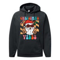 Groovy Santa Peace Christmas Vibes Retro Xmas Performance Fleece Hoodie