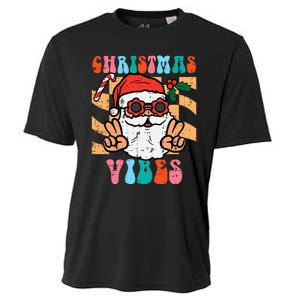 Groovy Santa Peace Christmas Vibes Retro Xmas Cooling Performance Crew T-Shirt