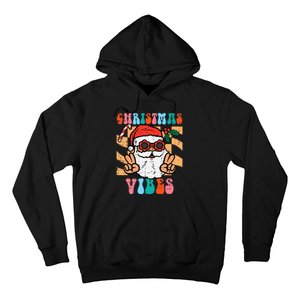 Groovy Santa Peace Christmas Vibes Retro Xmas Hoodie