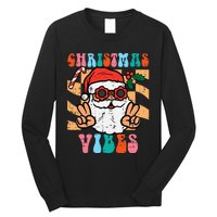 Groovy Santa Peace Christmas Vibes Retro Xmas Long Sleeve Shirt