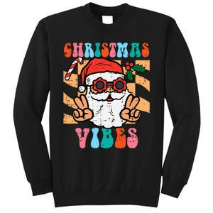 Groovy Santa Peace Christmas Vibes Retro Xmas Sweatshirt