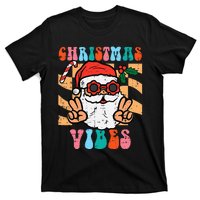 Groovy Santa Peace Christmas Vibes Retro Xmas T-Shirt