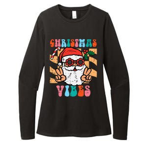 Groovy Santa Peace Christmas Vibes Retro Xmas Womens CVC Long Sleeve Shirt